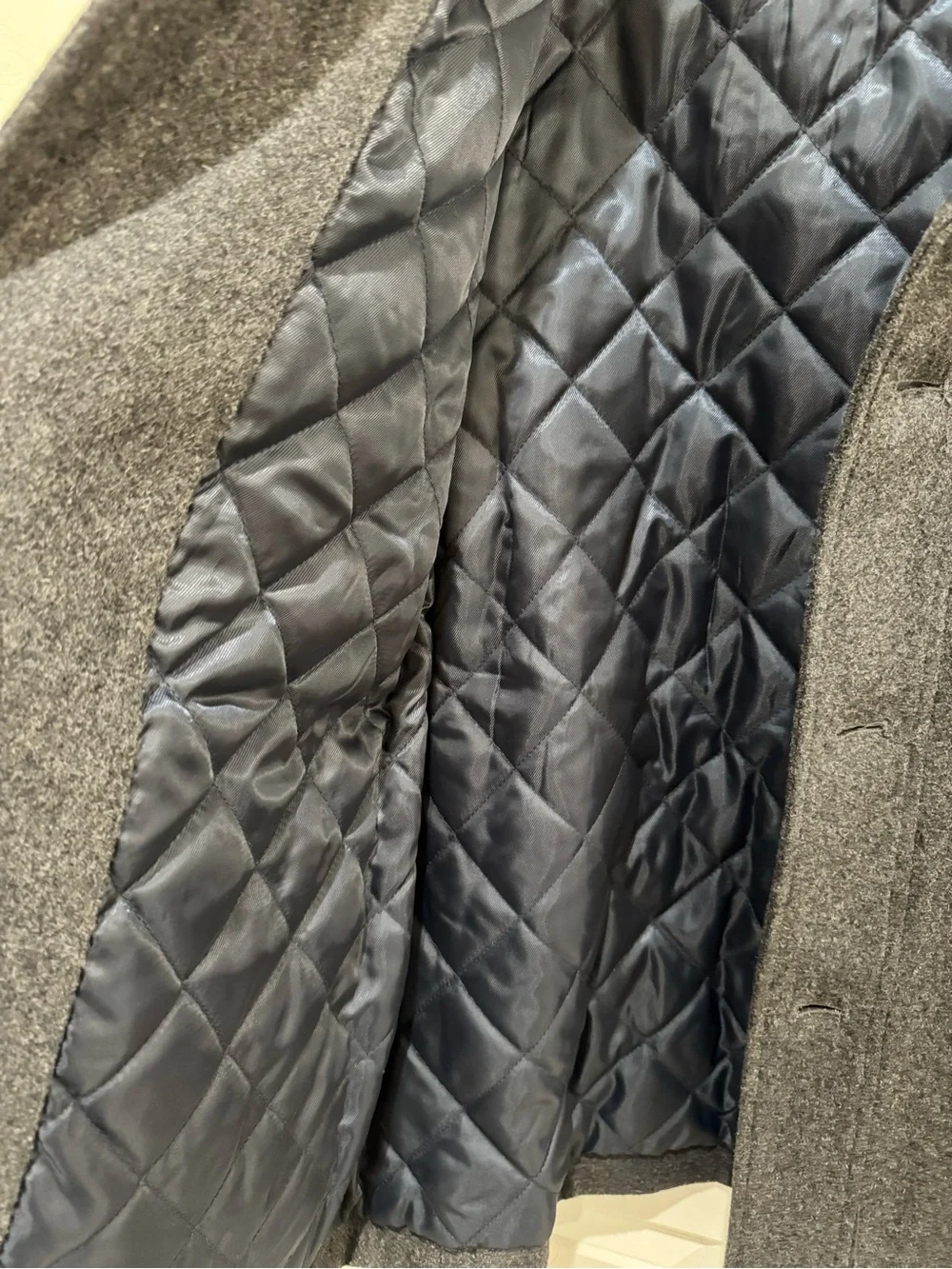 Michael Kors Men's Dark Gray Wool Blend Field Jacket Coat Sz L Button Quilted
